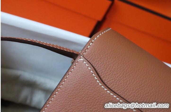 Shop Grade Hermes Roulis 19cm Evercolor 9D H9003 brown&Gold