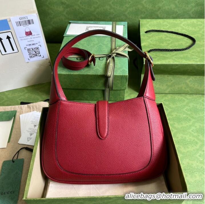 Top Quality Gucci Jackie 1961 mini natural grain leather hobo bag 637091 red