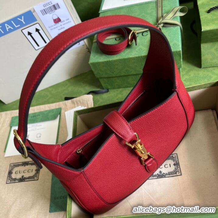 Top Quality Gucci Jackie 1961 mini natural grain leather hobo bag 637091 red