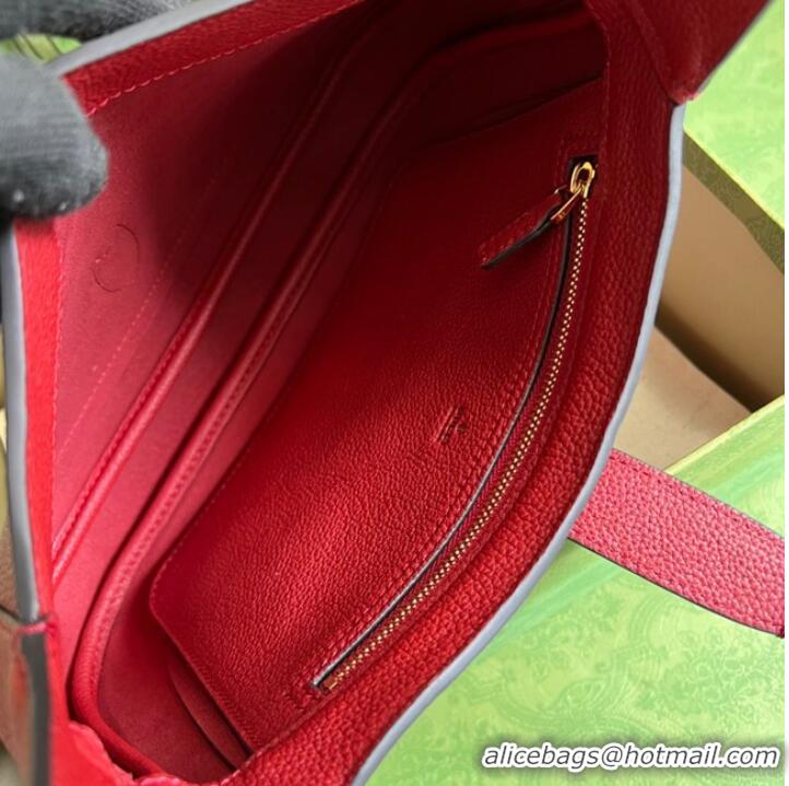 Top Quality Gucci Jackie 1961 mini natural grain leather hobo bag 637091 red