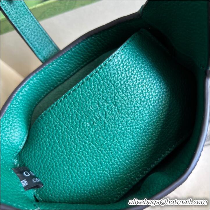 Good Quality Gucci Jackie 1961 mini natural grain leather hobo bag 637091 Emerald green