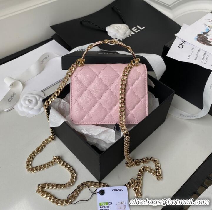 Inexpensive Chanel Grained Calfskin CLUTCH WITH CHAIN AP2758 Light Pink