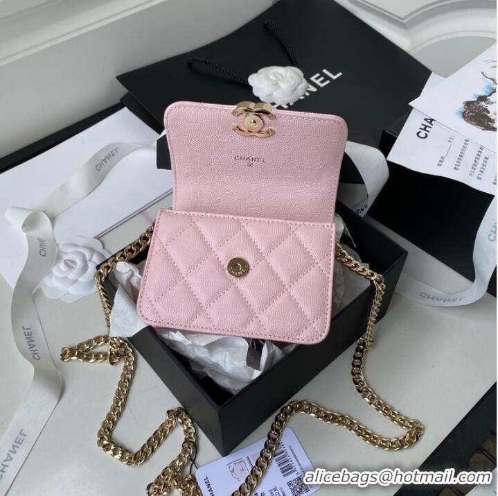 Inexpensive Chanel Grained Calfskin CLUTCH WITH CHAIN AP2758 Light Pink