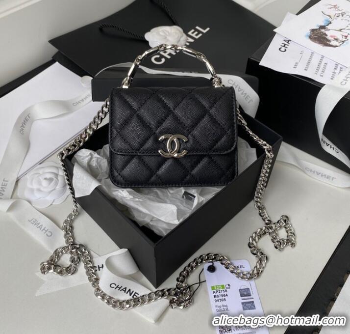 Good Product Chanel Grained Calfskin CLUTCH WITH CHAIN AP2758 black