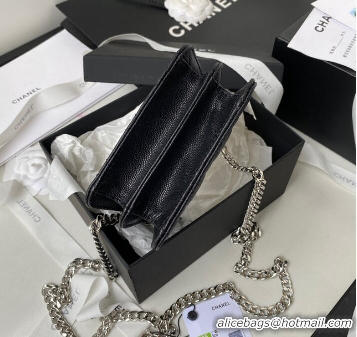 Good Product Chanel Grained Calfskin CLUTCH WITH CHAIN AP2758 black