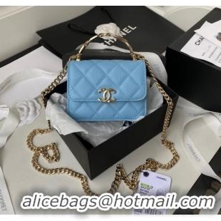 Top Quality Chanel Grained Calfskin CLUTCH WITH CHAIN AP2758 blue