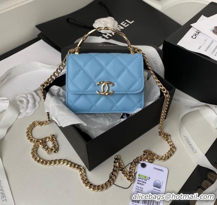 Top Quality Chanel Grained Calfskin CLUTCH WITH CHAIN AP2758 blue