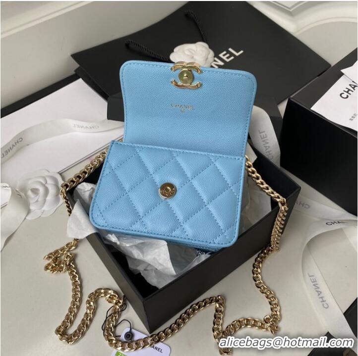 Top Quality Chanel Grained Calfskin CLUTCH WITH CHAIN AP2758 blue