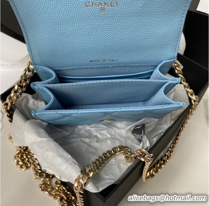 Top Quality Chanel Grained Calfskin CLUTCH WITH CHAIN AP2758 blue