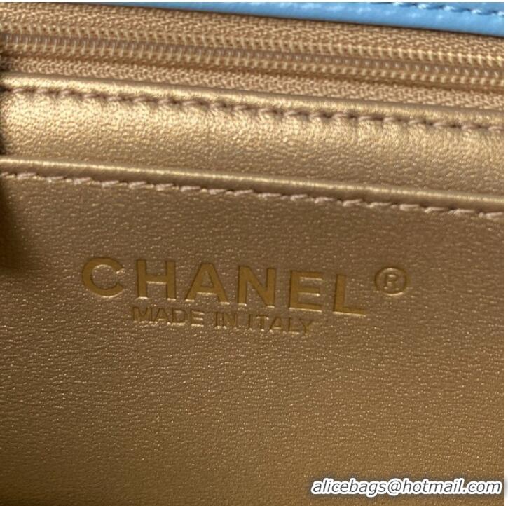 Top Grade Chanel MINI Flap Bag Original Sheepskin Leather AS1786 sky blue