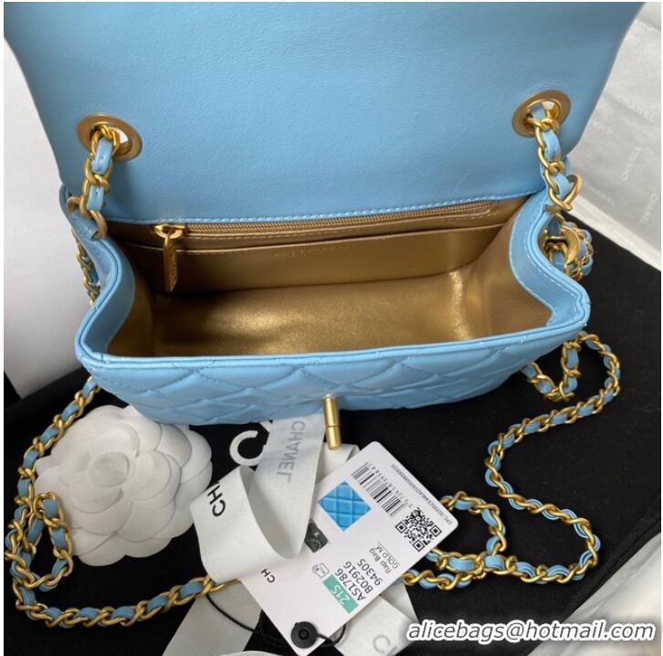 Top Grade Chanel MINI Flap Bag Original Sheepskin Leather AS1786 sky blue