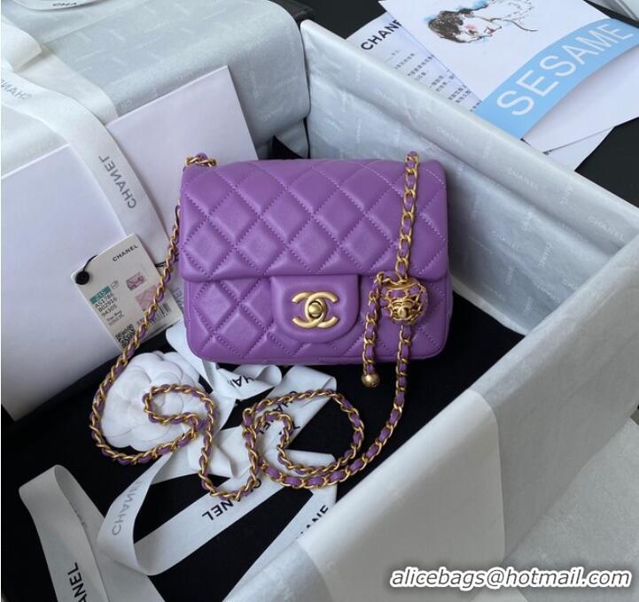 Cheapest Chanel MINI Flap Bag Original Sheepskin Leather AS1786 purple