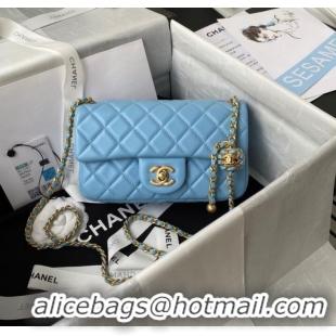 Top Quality Chanel small Flap Bag Original Sheepskin Leather AS1787 sky blue