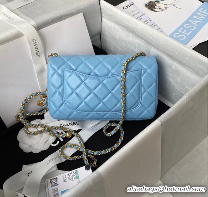 Top Quality Chanel small Flap Bag Original Sheepskin Leather AS1787 sky blue