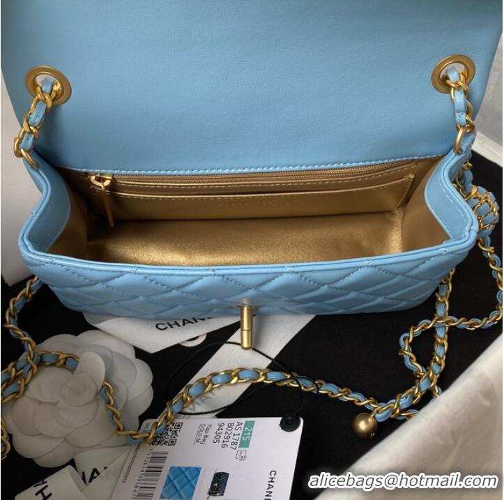 Top Quality Chanel small Flap Bag Original Sheepskin Leather AS1787 sky blue