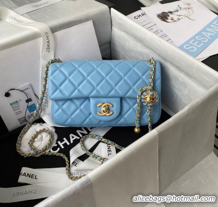 Top Quality Chanel small Flap Bag Original Sheepskin Leather AS1787 sky blue