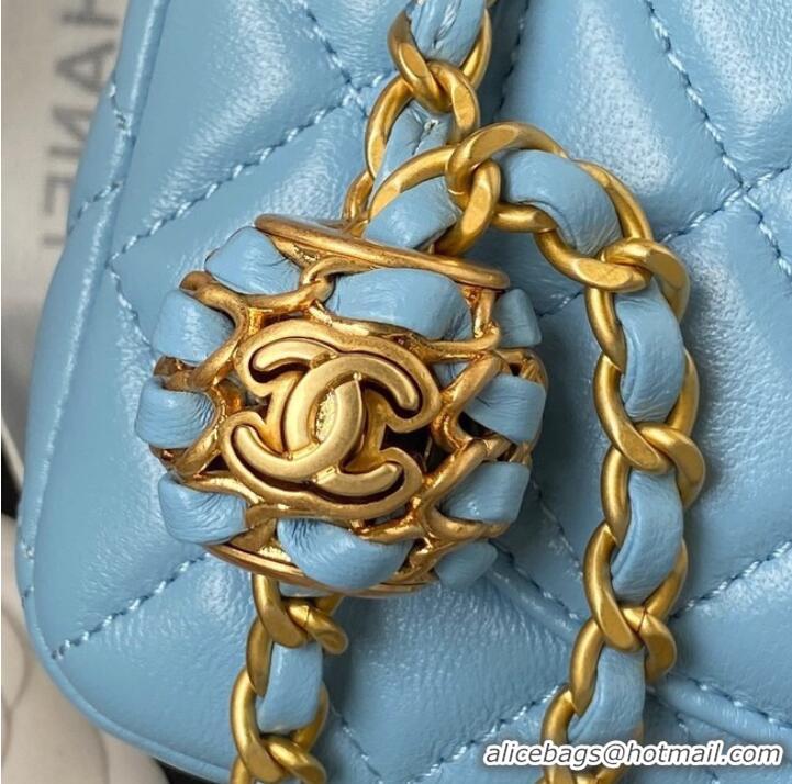 Top Quality Chanel small Flap Bag Original Sheepskin Leather AS1787 sky blue