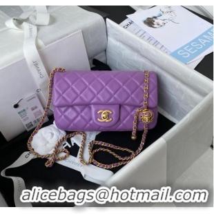 Pretty Style Chanel small Flap Bag Original Sheepskin Leather AS1787 purple