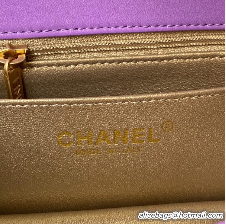 Pretty Style Chanel small Flap Bag Original Sheepskin Leather AS1787 purple