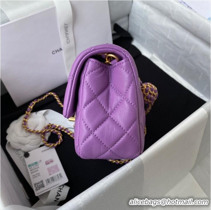 Pretty Style Chanel small Flap Bag Original Sheepskin Leather AS1787 purple