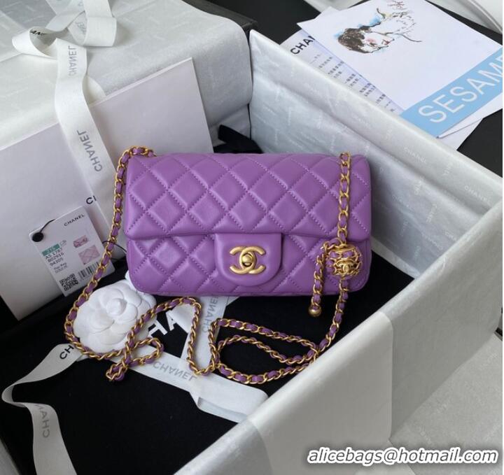 Pretty Style Chanel small Flap Bag Original Sheepskin Leather AS1787 purple