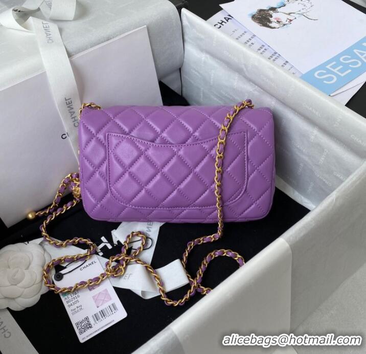 Pretty Style Chanel small Flap Bag Original Sheepskin Leather AS1787 purple