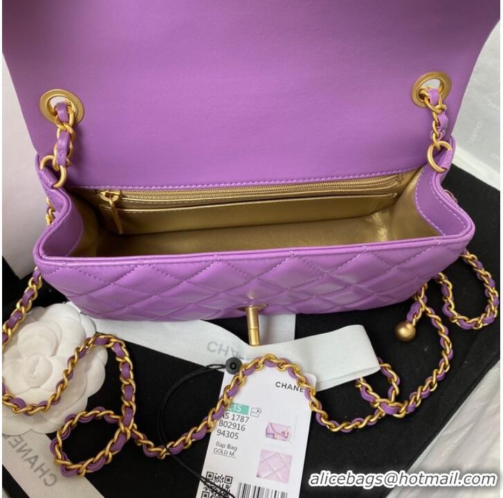 Pretty Style Chanel small Flap Bag Original Sheepskin Leather AS1787 purple