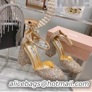 Good Product Miu Miu Sequins Pumps 8.5cm MU1948 Gold 2022