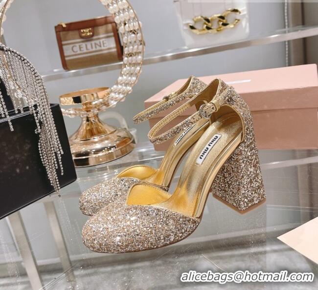 Good Product Miu Miu Sequins Pumps 8.5cm MU1948 Gold 2022