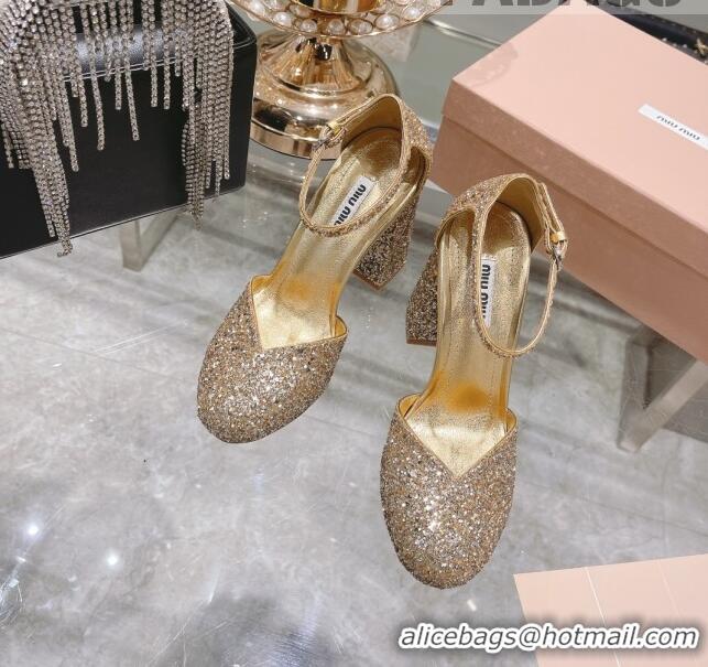 Good Product Miu Miu Sequins Pumps 8.5cm MU1948 Gold 2022