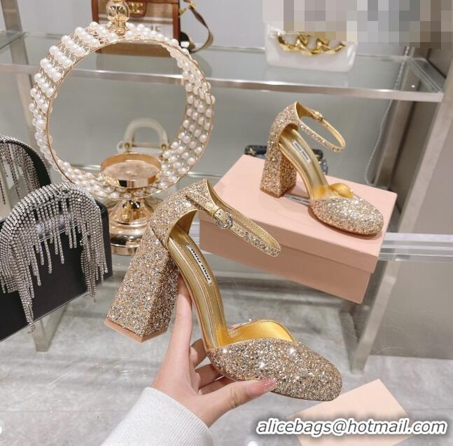 Good Product Miu Miu Sequins Pumps 8.5cm MU1948 Gold 2022