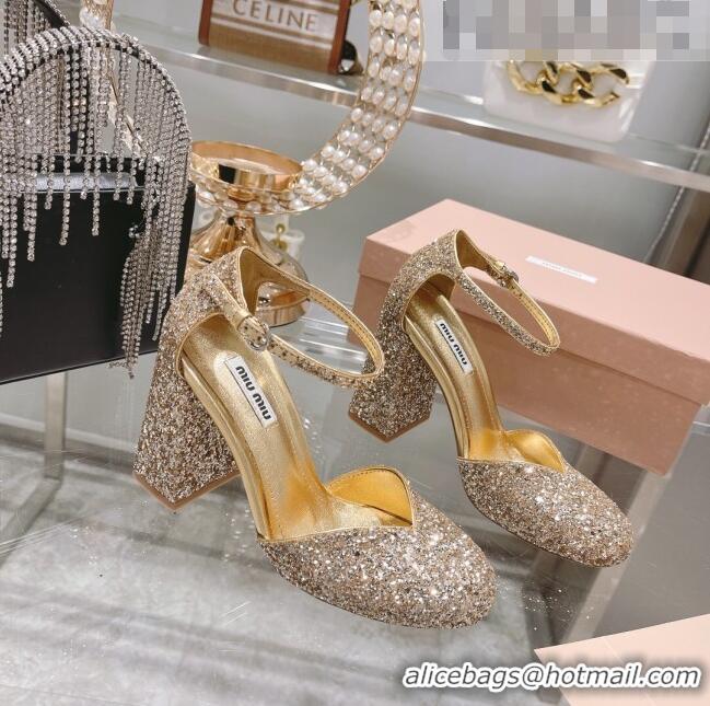 Good Product Miu Miu Sequins Pumps 8.5cm MU1948 Gold 2022