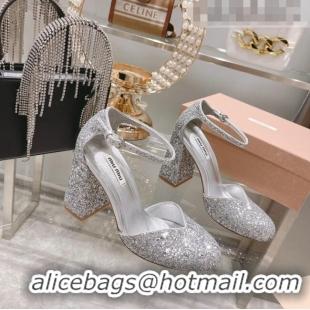 ​Pretty Style Miu Miu Sequins Pumps 8.5cm MU1948 Silver 2022