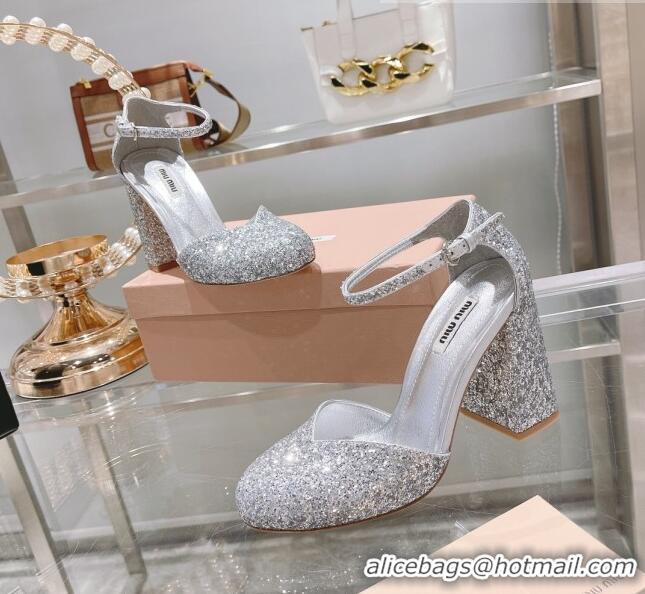 ​Pretty Style Miu Miu Sequins Pumps 8.5cm MU1948 Silver 2022