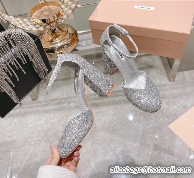 ​Pretty Style Miu Miu Sequins Pumps 8.5cm MU1948 Silver 2022