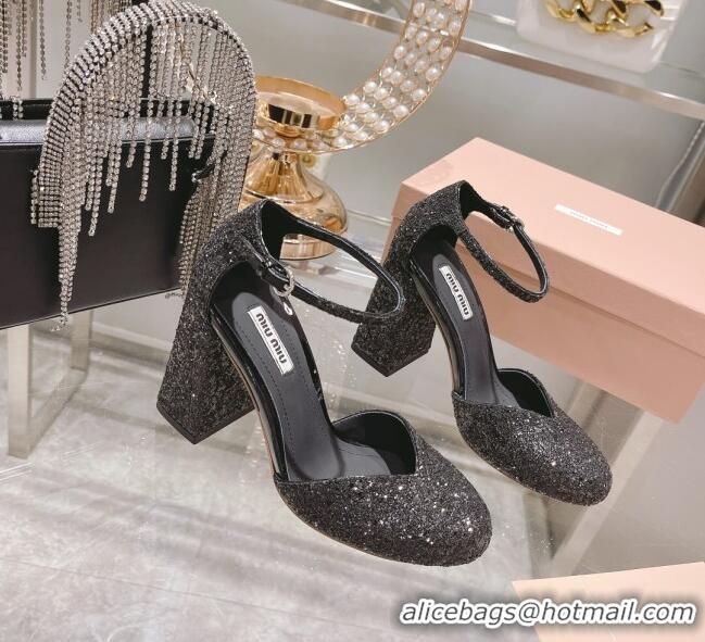 Super Quality Miu Miu Sequins Pumps 8.5cm MU1948 Black 2022