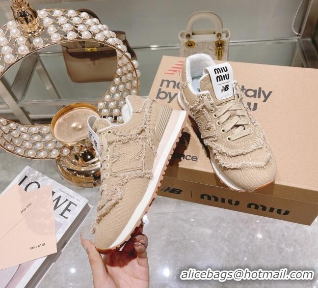 Super Quality Miu Miu x New Balance 574 Denim Fringe Sneakers M2364 Beige 2022