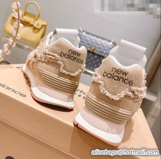 Super Quality Miu Miu x New Balance 574 Denim Fringe Sneakers M2364 Beige 2022