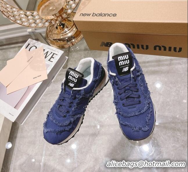 ​Popular Style Miu Miu x New Balance 574 Denim Fringe Sneakers M2364 Blue 2022