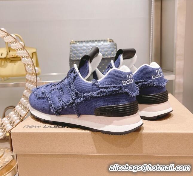 ​Popular Style Miu Miu x New Balance 574 Denim Fringe Sneakers M2364 Blue 2022