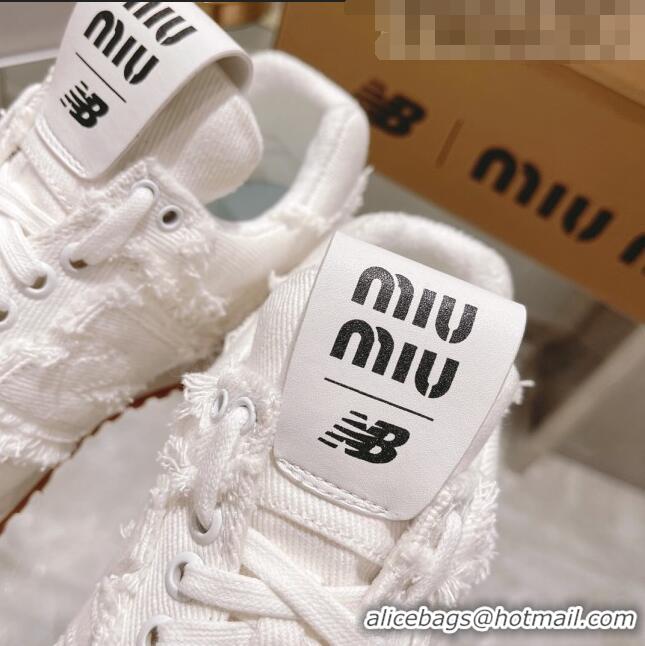 Reasonable Price Miu Miu x New Balance 574 Denim Fringe Sneakers M2364 White 2022