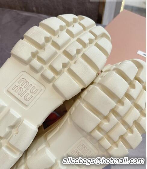 Grade Product Miu Miu Leather Strap Platform Sandals M42591 White 2022