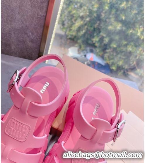 Affordable Price Miu Miu Leather Strap Platform Sandals M42591 Pink 2022