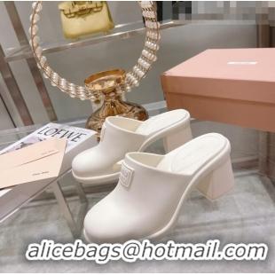 Top Quality Miu Miu Eva Mid-Heel Mules 6.5cm M2388 White 2022