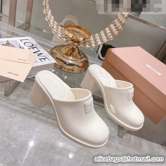 Top Quality Miu Miu Eva Mid-Heel Mules 6.5cm M2388 White 2022