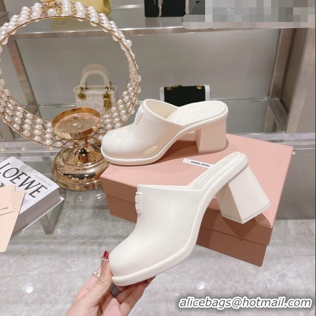 Top Quality Miu Miu Eva Mid-Heel Mules 6.5cm M2388 White 2022