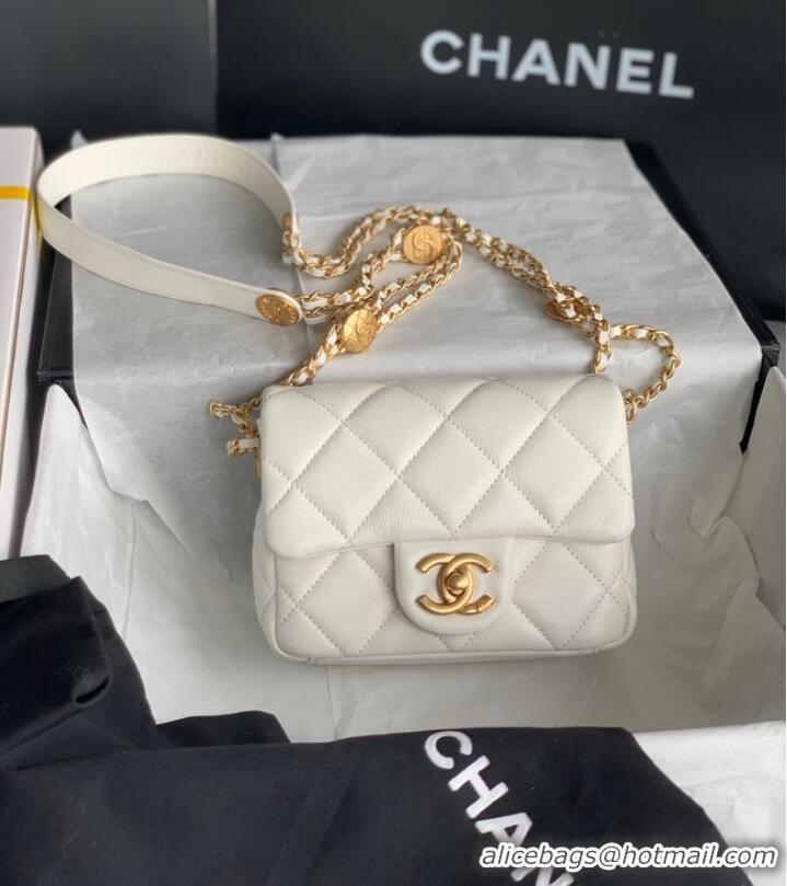 Well Crafted Chanel MINI FLAP BAG AS3368 white