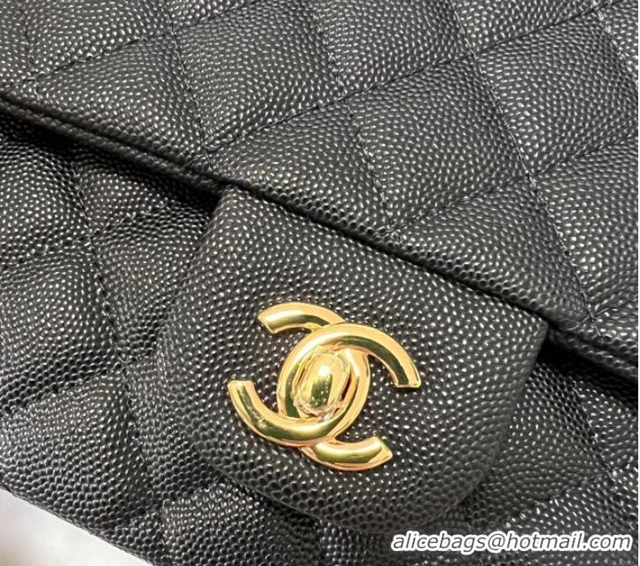 Top Quality Chanel Clutch Bag Black Caviar Leather 7013 Gold