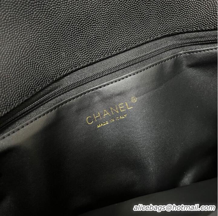 Top Quality Chanel Clutch Bag Black Caviar Leather 7013 Gold