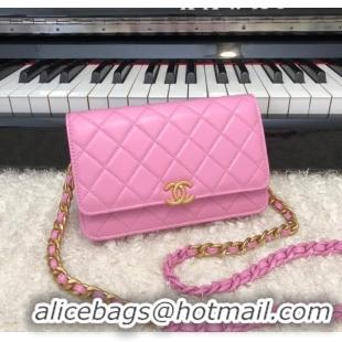 Pretty Style Chanel Original Small classic Sheepskin flap bag AP33814 pink